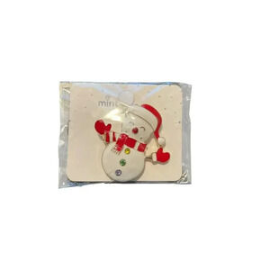 MINT SNOWMAN WITH RED SCARF AND HAT BROOCH